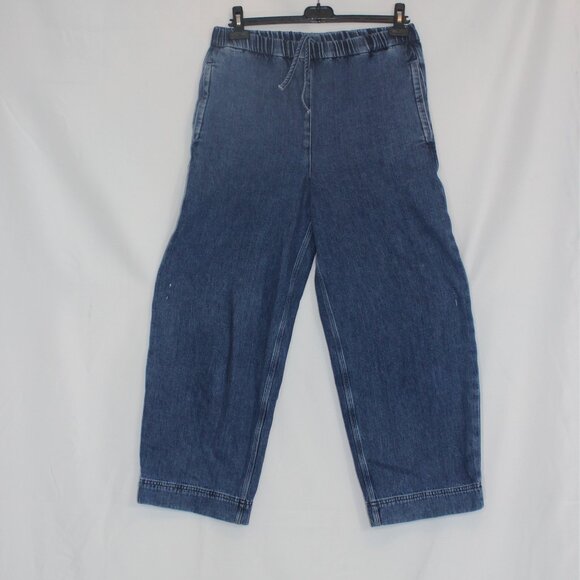 COS ELASTICATED-WAIST DENIM TROUSERS Oversize Blue size XS - Picture 3 of 6